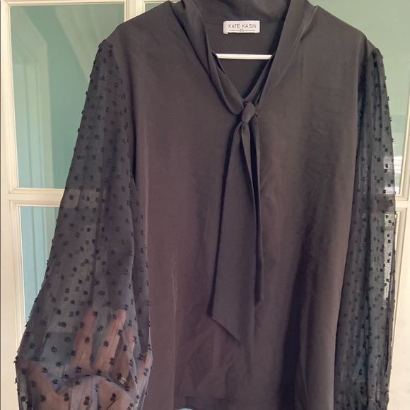 Black Blouse with Sheer Long Sleeve - Picture 4 of 4